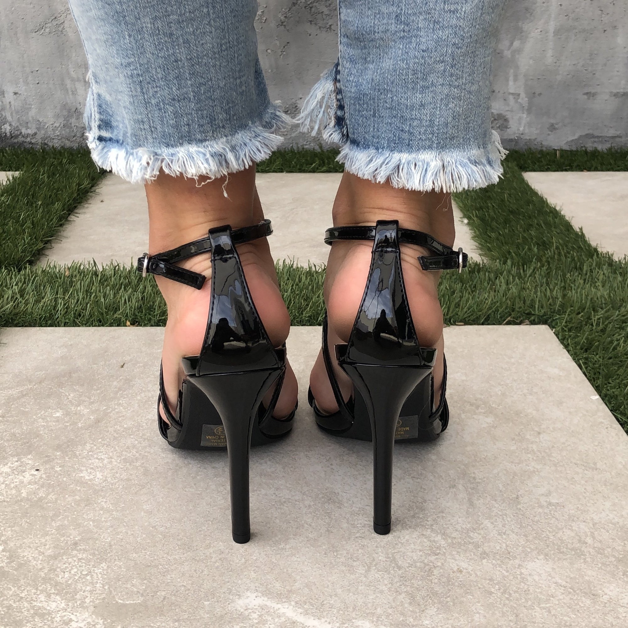 Polished Chic Open Toe Heels In Black Dainty Hooligan