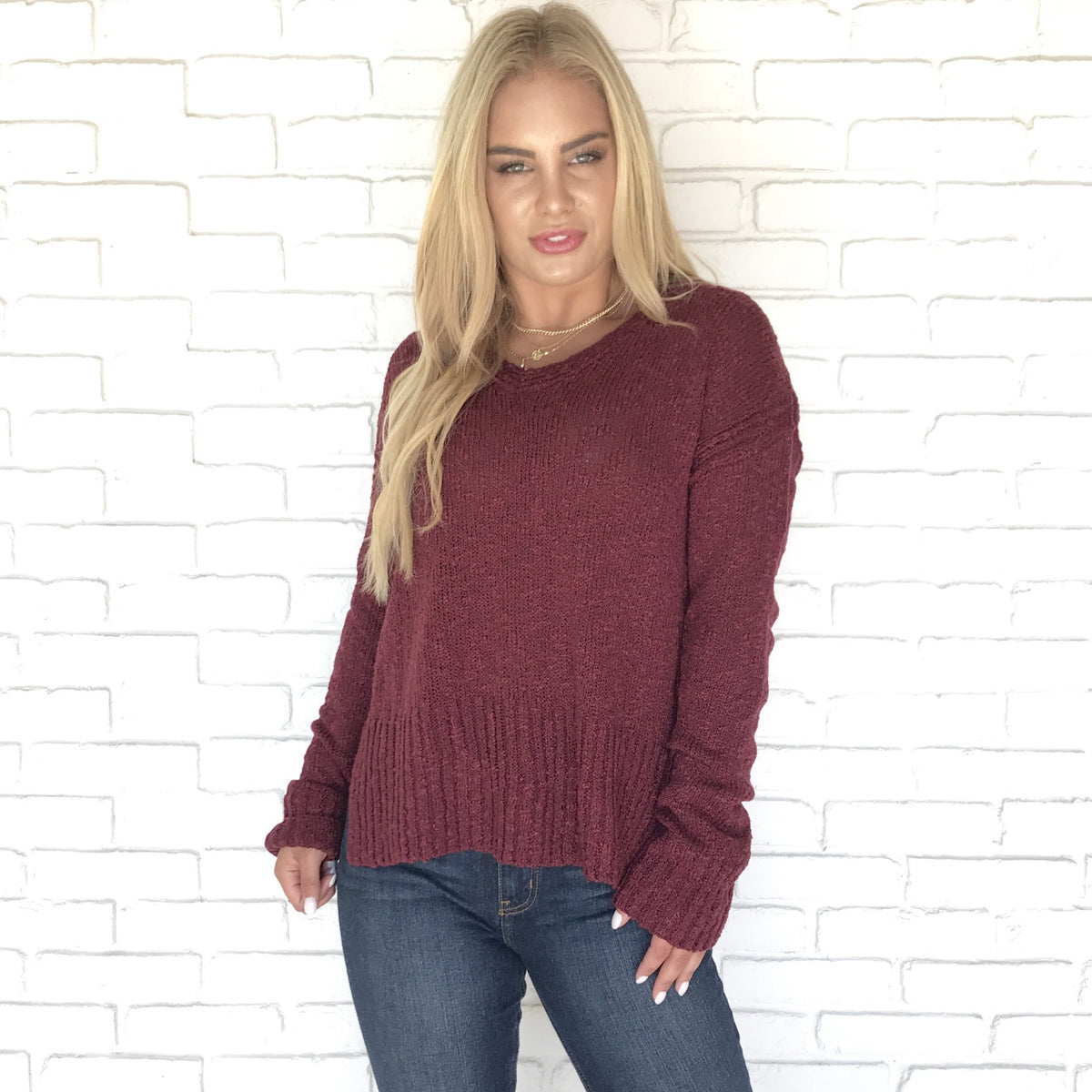 On An Adventure Wine Knit Sweater - Dainty Hooligan