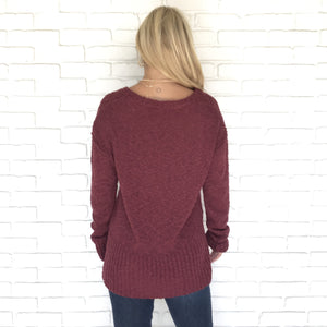 On An Adventure Wine Knit Sweater - Dainty Hooligan