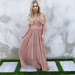 Hidden Gems Rose Gold Party Maxi Dress - Dainty Hooligan