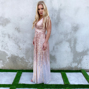 Light Up The Night Rose Gold Ombre Sequin Maxi Dress Light Up The Night Rose Gold Ombre Sequin Maxi Dress