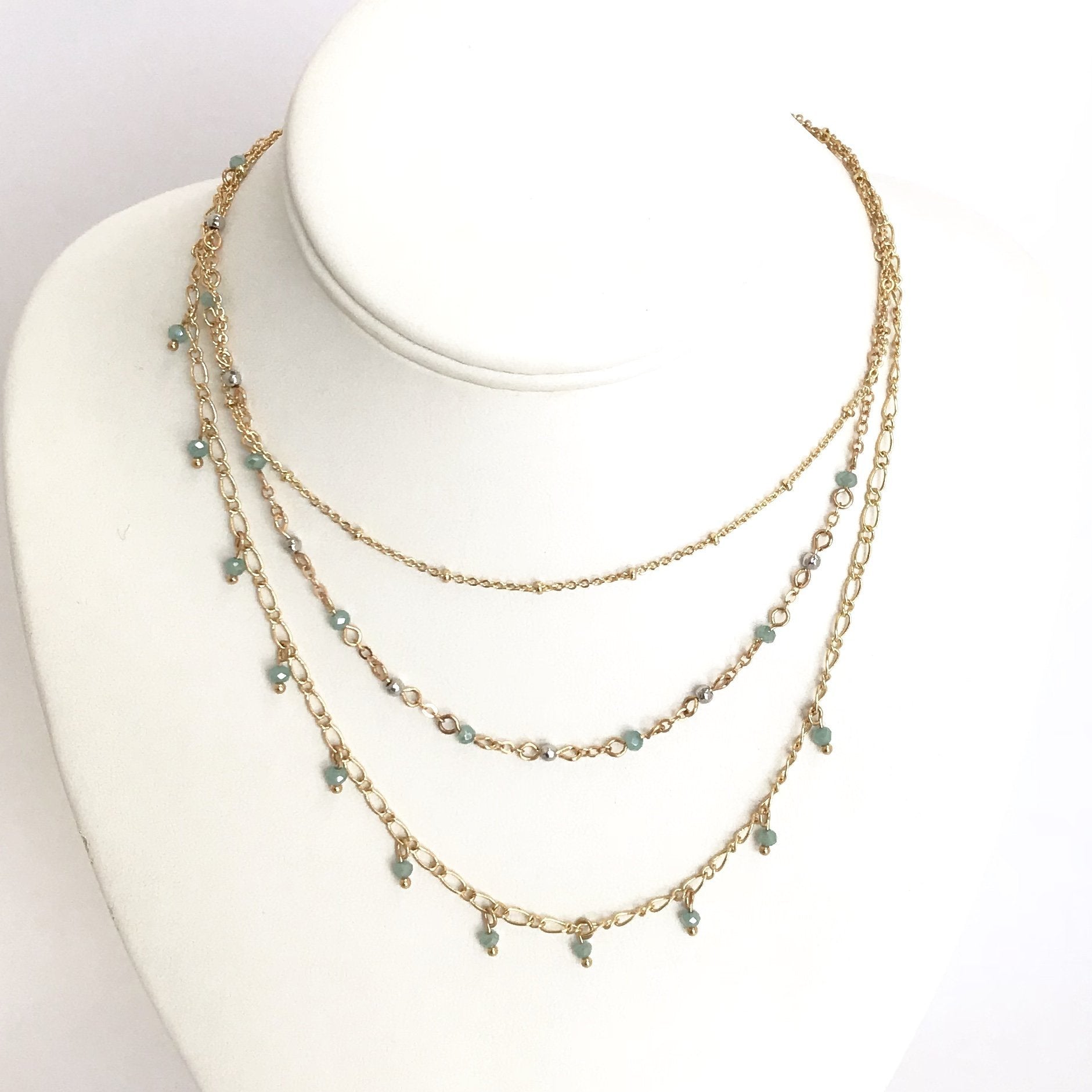 Level Up Turquoise Layered Necklace in Gold - Dainty Hooligan