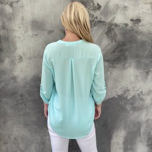 Nine to Five 3/4 Sleeve Mint Blouse - Dainty Hooligan