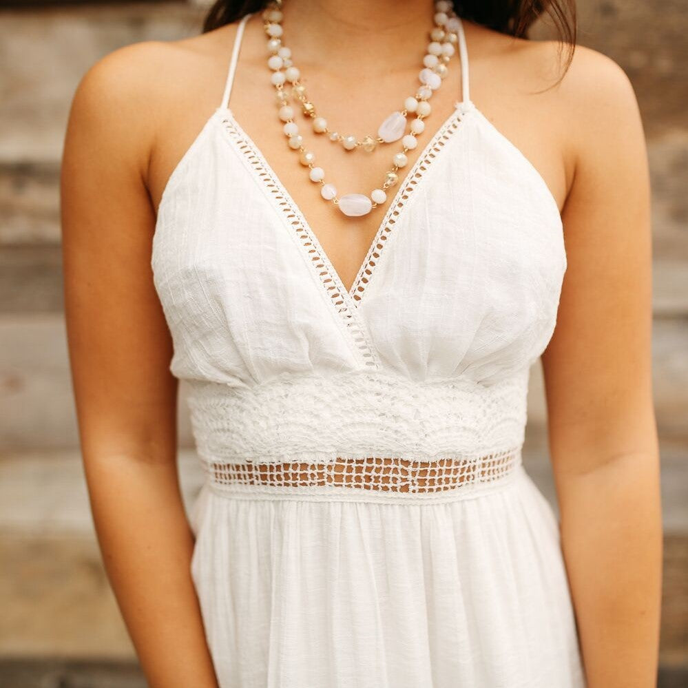 Seascape Crochet Maxi Dress in White - Dainty Hooligan