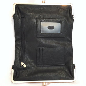 Sandra Double Clasp Clutch in Black - Dainty Hooligan