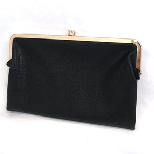 Sandra Double Clasp Clutch in Black - Dainty Hooligan