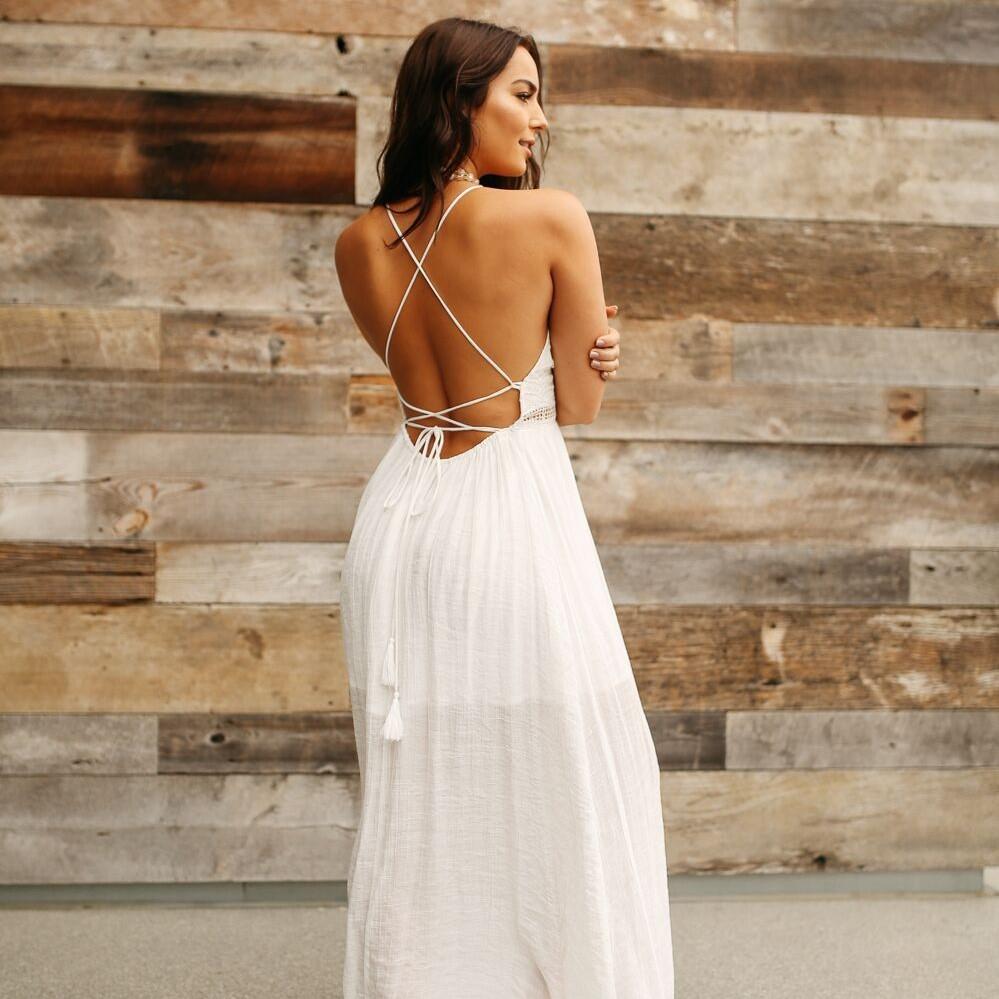 Seascape Crochet Maxi Dress in White - Dainty Hooligan