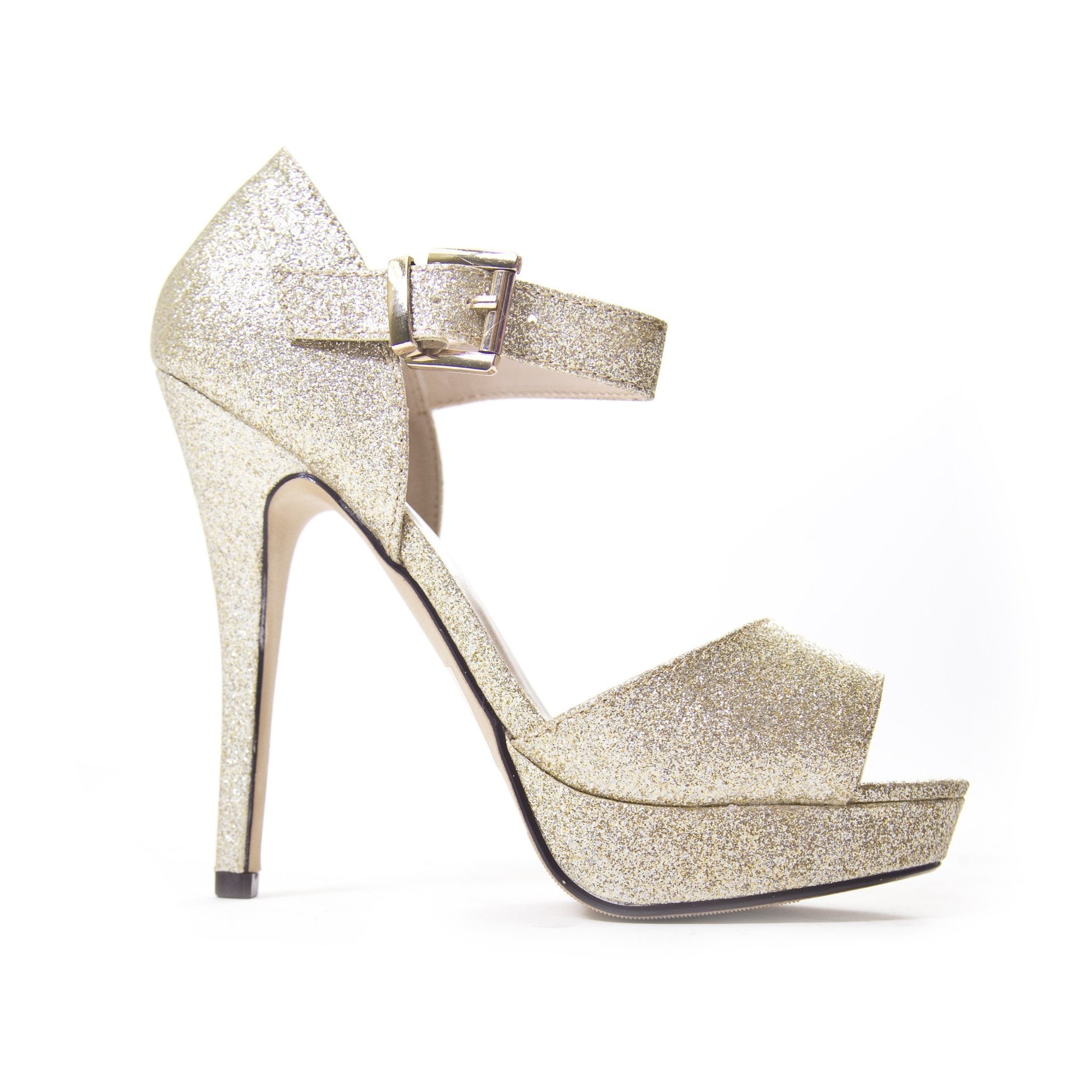 Glamorous Gold Glitter Platform Heels - Dainty Hooligan